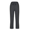 thumbnail image 4 of UYISJ Women's Summer Casual Linen Pants Elastic Waist Relaxed Fit Straight Leg Crop Pants Beach Trousers with Pockets Dark Gray M, 4 of 6