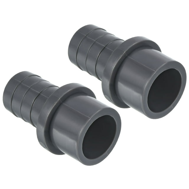 Unique Bargains UPVC Reducer Pipe Fitting 32mm OD 25mm Barbed, 2 Pack Straight Coupling Adapter Connector, Grey