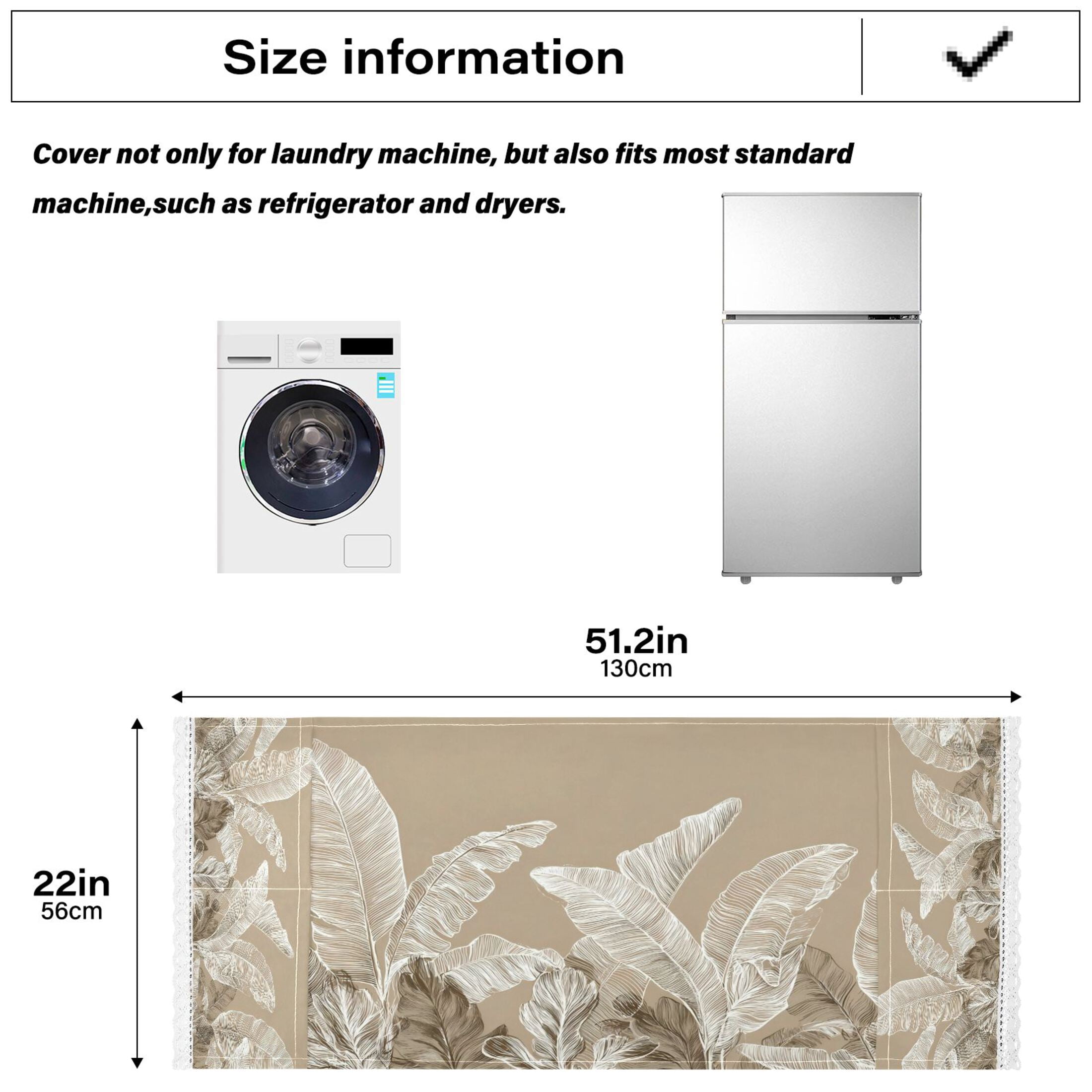 Wobogo Linen Colored Tropical Plants Washing Machine Cover Dustproof Washer Dryer Cover Waterproof Laundry Room Decorative Protector