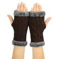 thumbnail image 4 of Lilgiuy Women Winter Fingerless Gloves Fashion Solid Color Knit Wrist Arm Thermal Work Travel Sport Mittens for Cold Weather Coffee, 4 of 5