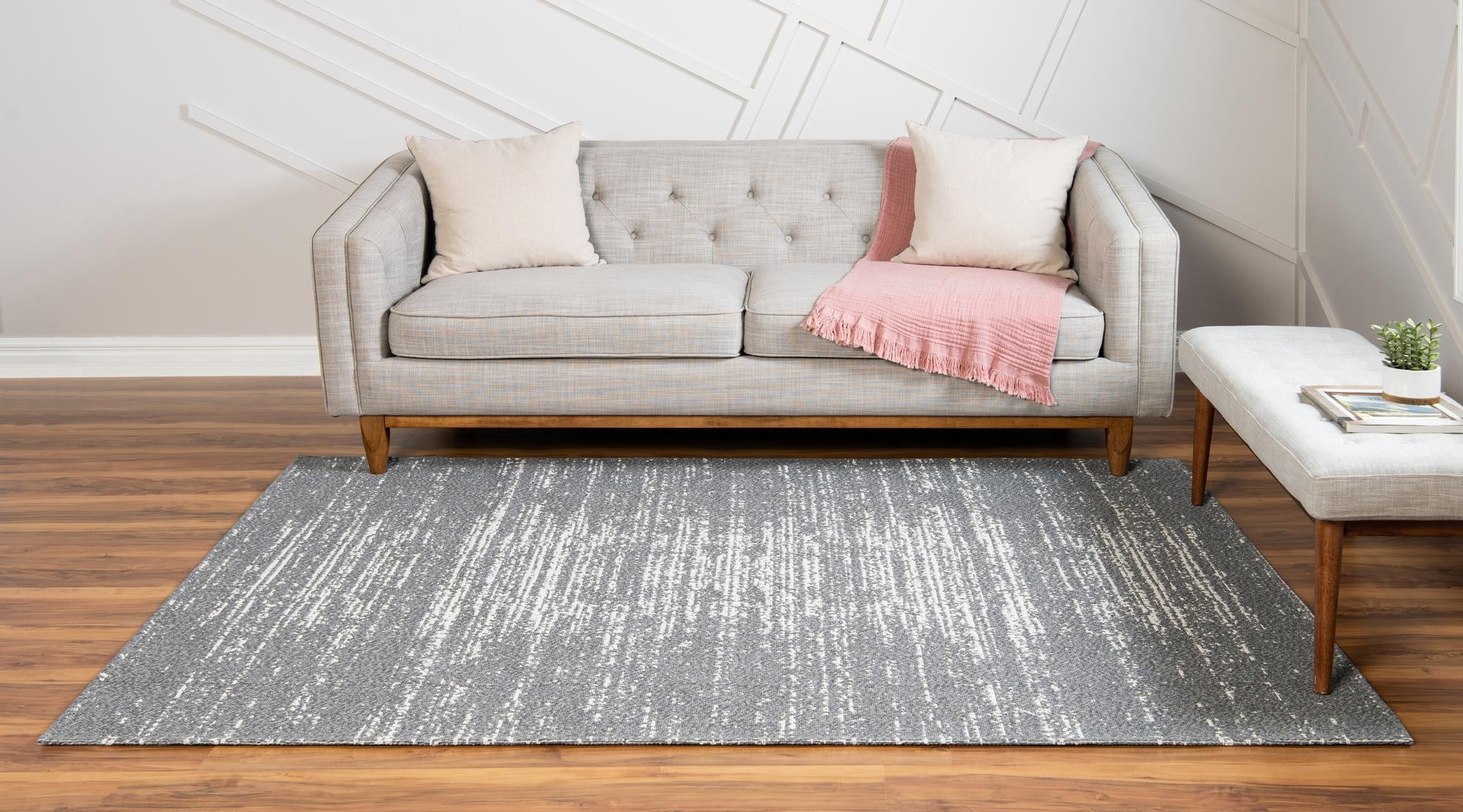 Rugs.com Georgia Collection Rug – 5' x 8' Dark Gray Flatweave Rug Perfect For Living Rooms, Large Dining Rooms, Open Floorplans