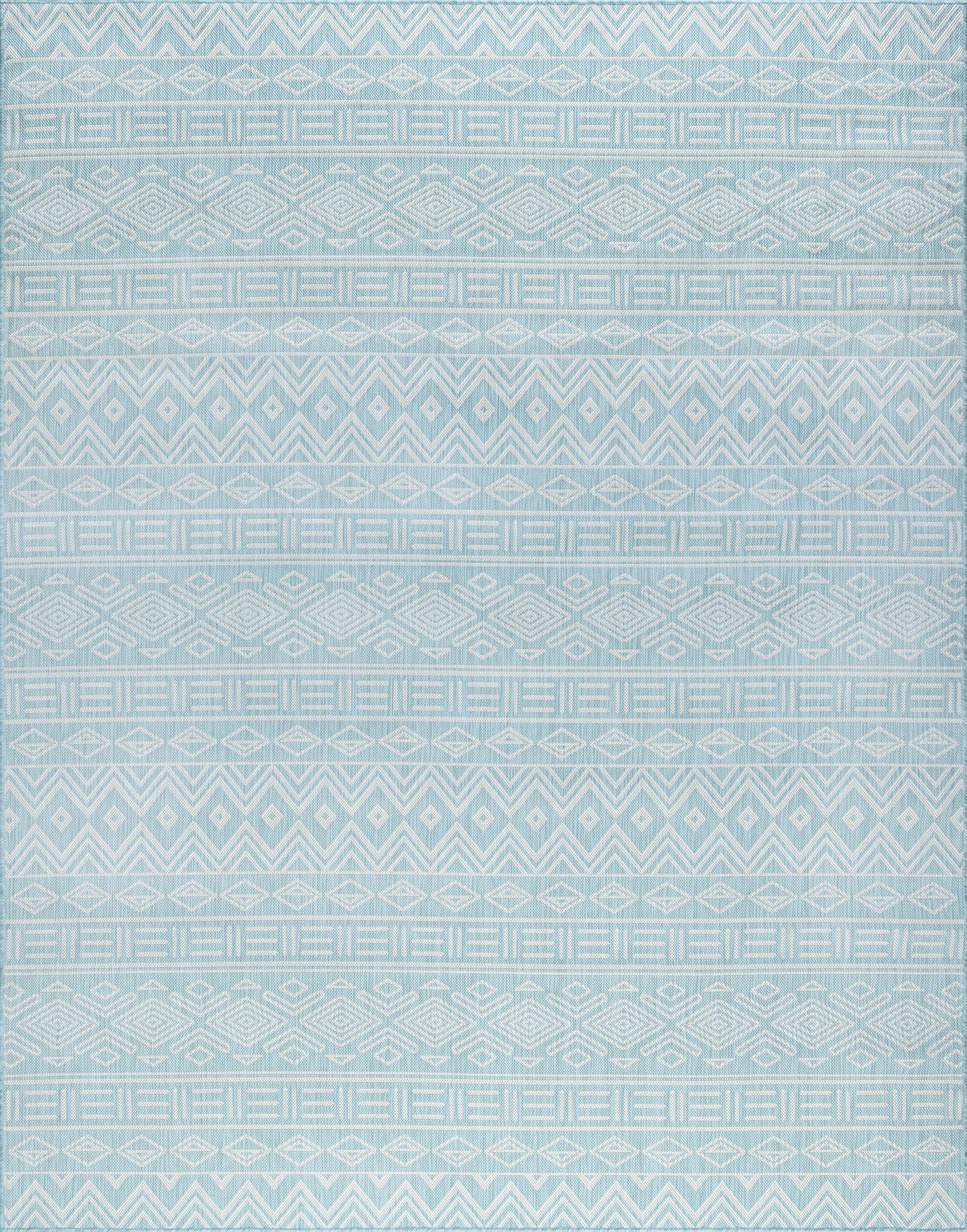 9x12 Water Resistant, Large Indoor Outdoor Rugs for Patios, Front Door Entry, Entryway, Deck, Porch, Balcony | Outside Area Rug for Patio | Aqua, Moroccan | Size: 8'10'' x 12'2''
