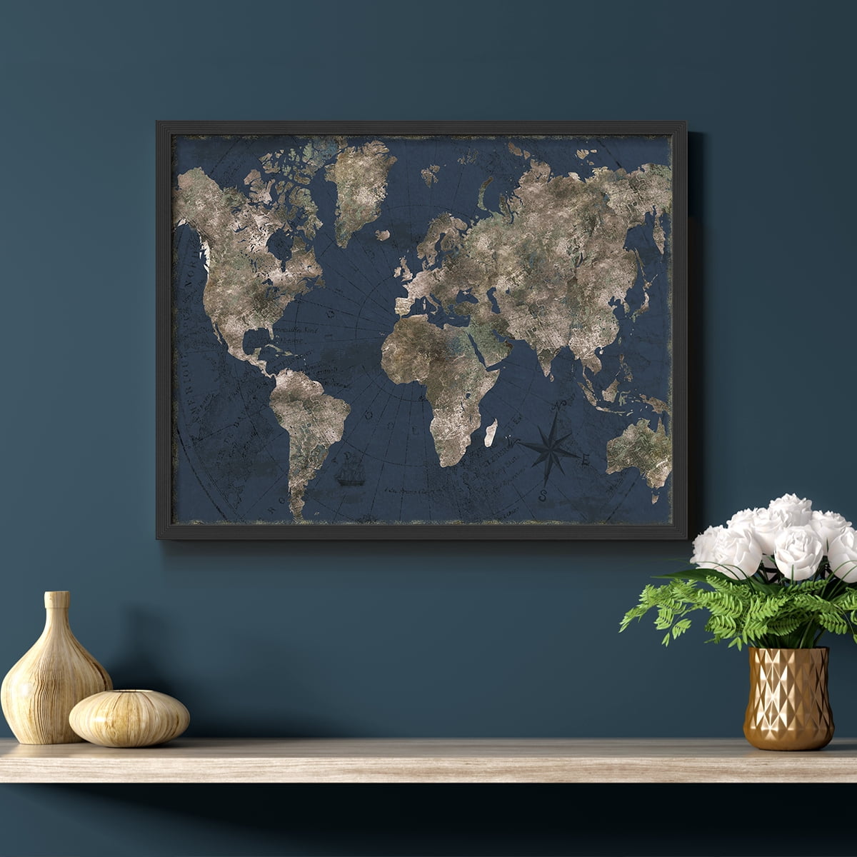 Navy Atlas by CAD Designs - Restickable Framed Giclée Print
