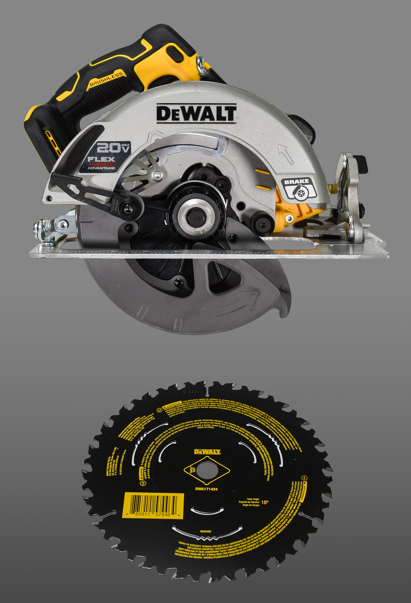 Dewalt デウォルト FLEXVOLT ADVANTAGE 20V MAX* Circular Saw, 7-1/4-Inch,  Cordless, Tool Only (DCS573B)