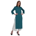 thumbnail image 2 of Bimba Mandarin Collar W/ Pintucked Neck CottonÂ&nbsp;KurtiÂ&nbsp;For Womenâ€™s Indian Ethnic Straight Solid Kurta, 2 of 7