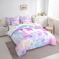 thumbnail image 3 of Homewish Cute Animal Unicorn Twin Bedding Sets 7-Piece for Kids Child Girls,Dreamy Princess Bedding Comforter Set Microfiber,Cartoon Rainbow Breathable Sheet Sets,Breathable Home Decor,Reversible, 3 of 8
