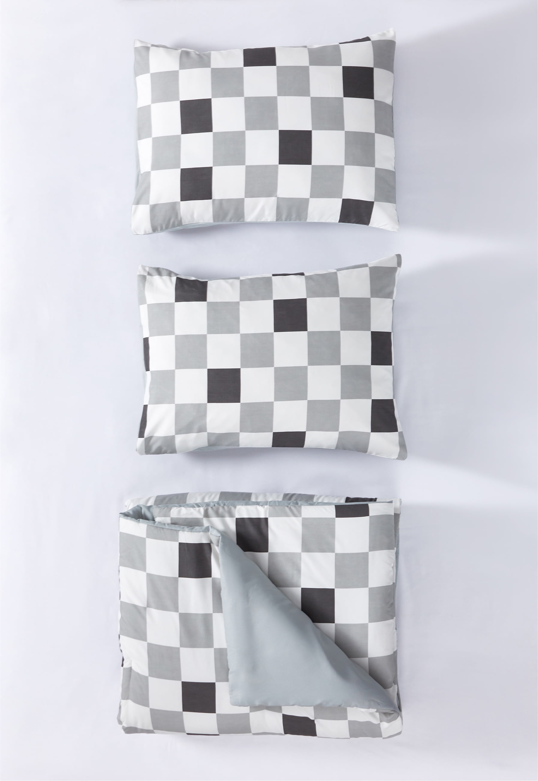 Urban Shop 3-Piece Grey Checkerboard Comforter, Full