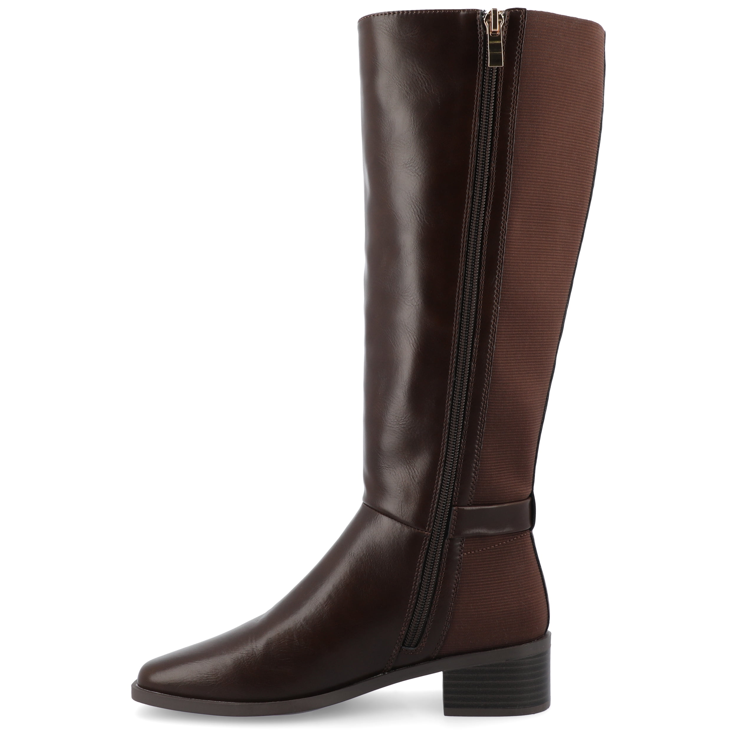 Journee Womens Londyn Stacked Block Heel Square Toe Boots