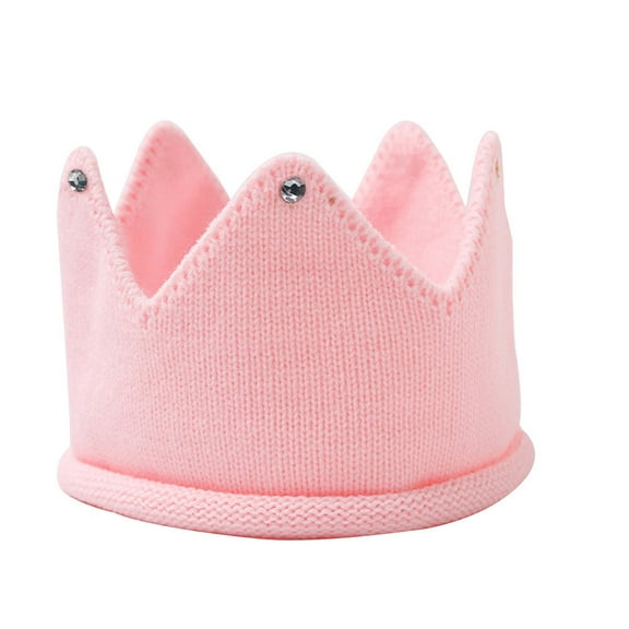 HOOWIFFY Newborn Hats Pink Warm Knit Crown Shaped Hat for Infants 1Pcs