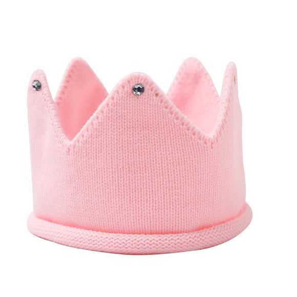 Adorable bebé invierno cálido sombrero corona en forma de sombrero de punto corona diadema (rosa)