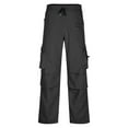 thumbnail image 4 of Zylanna Men's Cargo Pants, Loose Multi Pockets with Drawstring Elastic Waist Straight Leg Pants for Men Dark Gray, 4 of 8