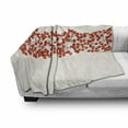 thumbnail image 3 of Rowan Soft Flannel Fleece Blanket, Border with Wild Red Mountain Ashes on Twigs Hand Painted Natural Artwork Print, Cozy Plush for Indoor and Outdoor Use, 50" x 60", Orange and Pearl, by Ambesonne, 3 of 6