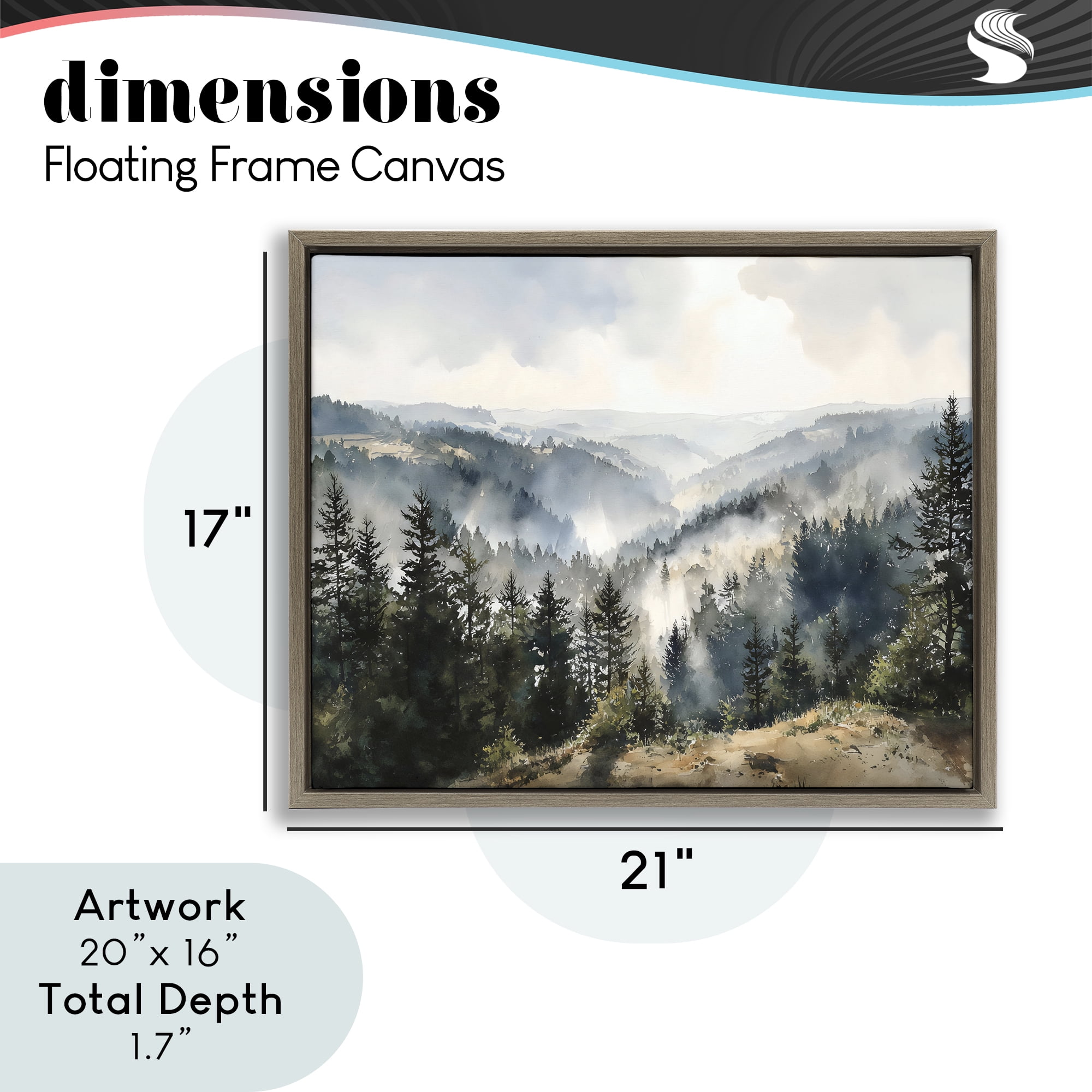 Stupell Industries Misty Tree Tops Vista Brown Framed Floater Canvas Wall Art, design by Franklyn Gregory