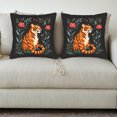 thumbnail image 3 of Stylish 18x18in Throw Pillow Covers Set of 2 - Vibrant Tiger & Floral Design for Couch Bed Car - Nature-Inspired Decor, 3 of 8
