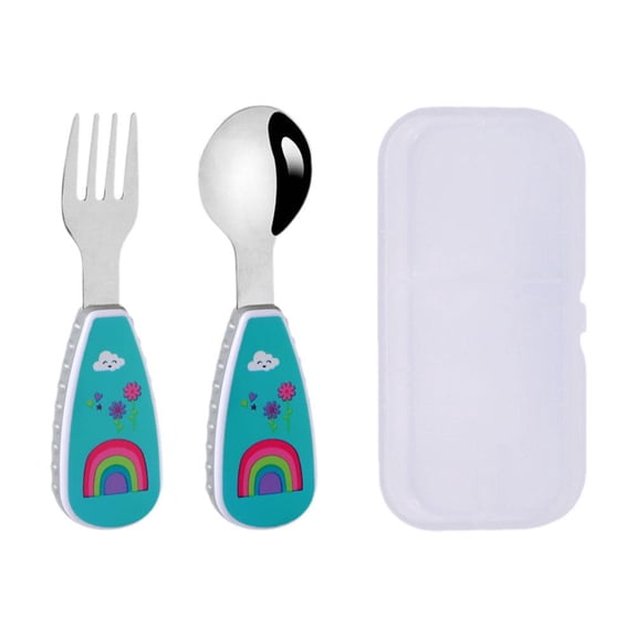 Baby Fork and Spoon Set, 304 Stainless Steel with Soft Grip Handles, Safe for Infant Self-Feeding and Toddler Meals