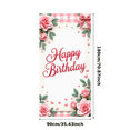 thumbnail image 2 of Floral Design Happy Birthday Banner Romantic Style Pink Roses Birthday Decoration for Celebration Indoor Party Event, 2 of 7