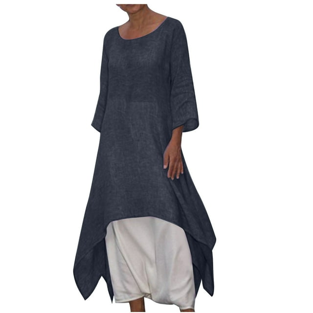 Hauts à Manches Courtes pour Femmes Printemps et Été Col Rond Manches Courtes Solide Ample Décontracté Coton Hauts à Manches Courtes pour Femmes Hauts à Manches Courtes pour Femmes