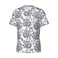 thumbnail image 3 of Yiaed Violets Flowers Print Mens Short Sleeve Tight Fit T-Shirt, Crewneck Casual Tee-Medium, 3 of 5