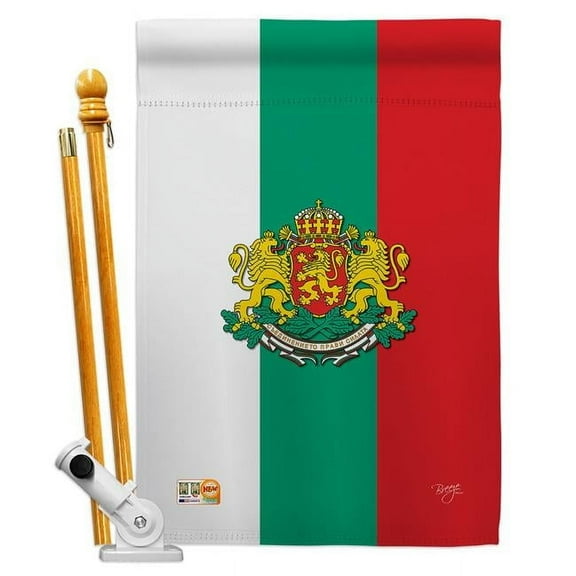 Breeze Decor BD-CY-HS-108204-IP-BO-D-US14-BD 28 x 40 in. Bulgaria Flags of the World Nationality Impressions Decorative Vertical Double Sided House Flag Set with Pole Bracket & Hardware