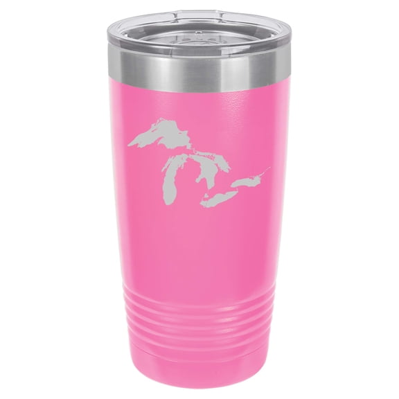 Tumbler Stainless Steel Vacuum Insulated Travel Mug Great Lakes Michigan (Hot-Pink, 20 oz)