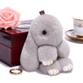 thumbnail image 2 of Bunny Keychain Cute Rex Rabbit Faux Fur Keychain Car Handbag Keyring, 2 of 2