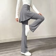 thumbnail image 6 of hotojiny Girl Flare Legging with Skirt Kids Cute Workout Yoga Pants Side Drawstring Bell Bottoms High Waisted Skirted Pant(Gray,13-14 Years), 6 of 9