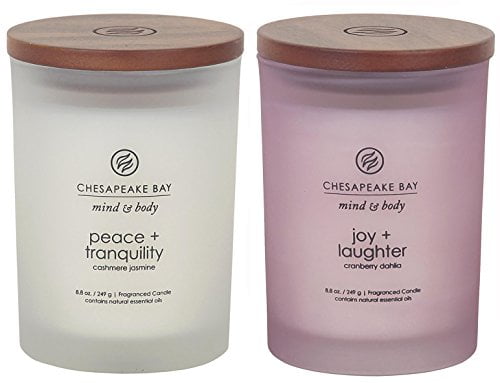 Chesapeake Bay Candle Scented Candles, Peace + Tranquility & Joy + Laughter, Medium (2-Pack)
