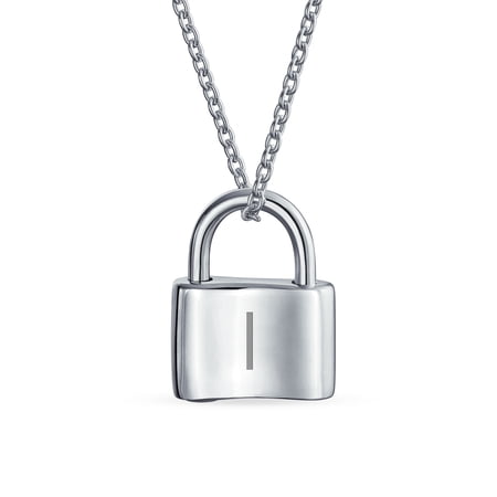 Bling Jewelry Womens I Monogram Lovers Lock Padlock Pendant Necklace16 Inch