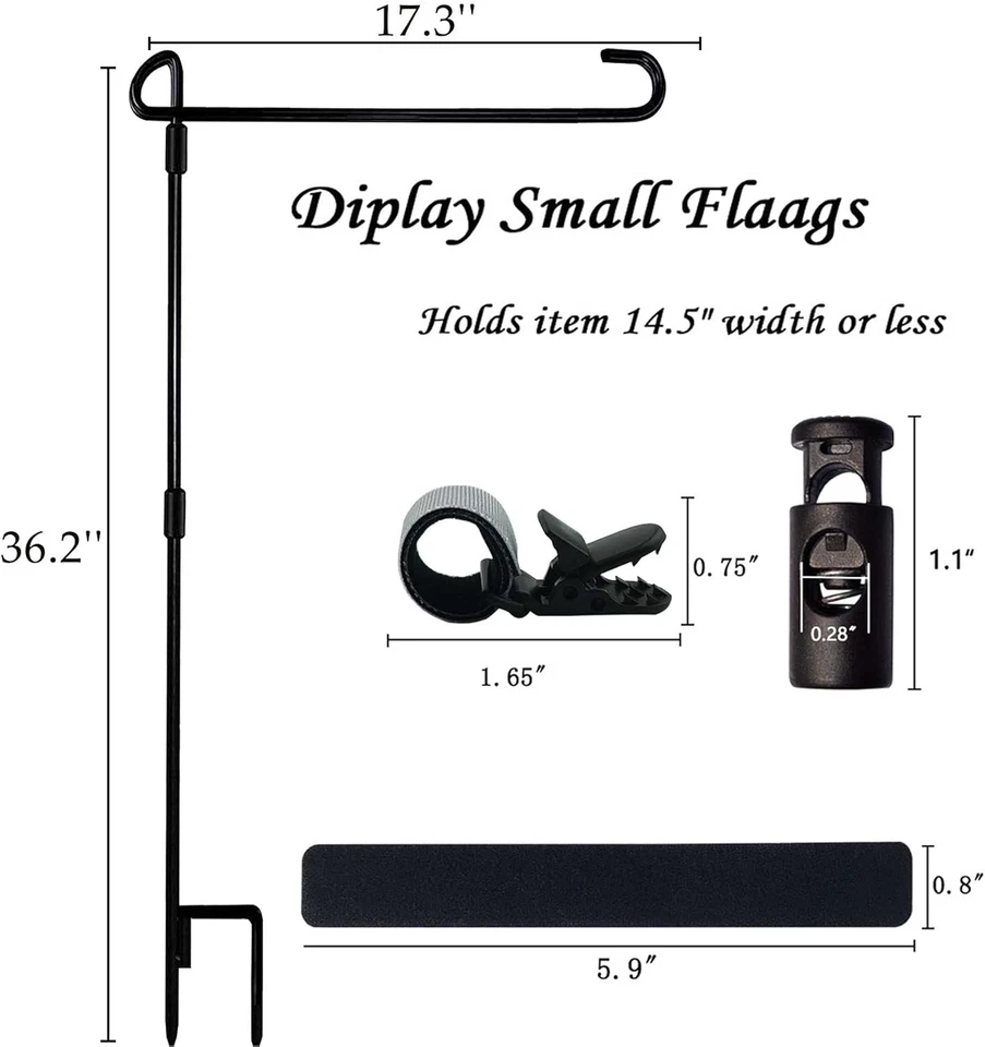 PURELY- Garden Flag Stand Holder With Anti Wind Clip And Stoppers For 14 Inch Flags