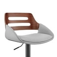 thumbnail image 5 of Armen Living KarterAdjustable Gray Faux Leather and Walnut Wood Bar Stool with Black Base, 5 of 10