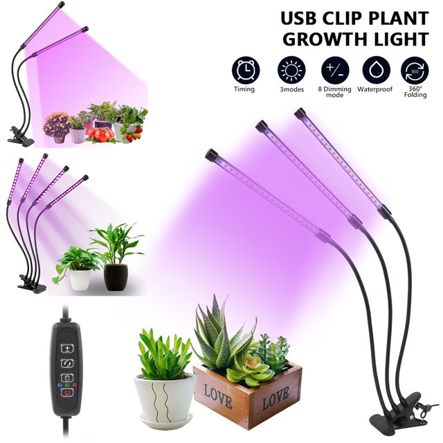 Luz de cultivo de 2/3/4 o铆dos con 40/60/80 LED 1200LM Luz de planta LED 9 L谩mpara de cultivo de siembra de brillo regulable para invernadero