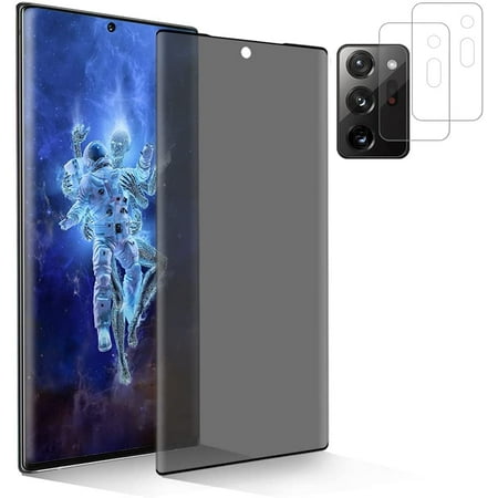 [1+2Pack ] Galaxy Note 20 Ultra Screen Protector Tempered Glass, with 2 Pack Camera Lens Protector, [Privacy Protection],3D Curved Glass Film for Samsung Galaxy Note 20 Ultra