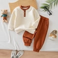 thumbnail image 5 of GPOECD Boys Outfits Versatile Two Piece Autumn Winter Sweatshirt and Track Pants with Cozy Long Sleeve Top Boys' Clothing Sets,Brown,2-3 Years, 5 of 8