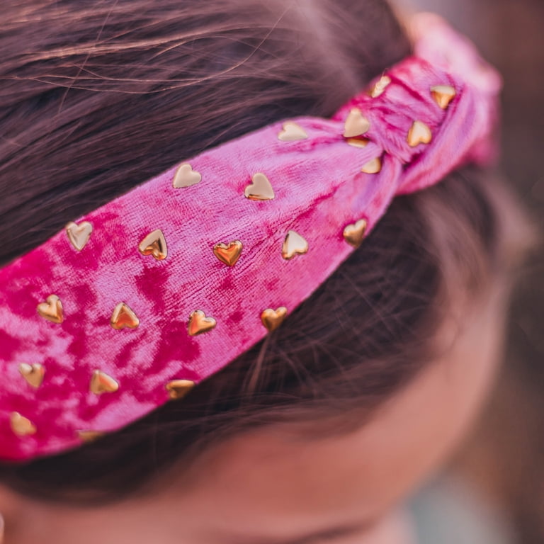 FROG SAC Pink Heart Headband for Girls, Studded Knotted  display picture 1