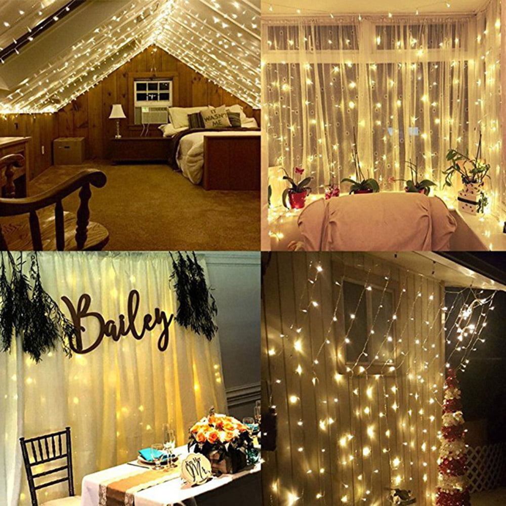 2M 240 LED Curtain Lights Party Wedding Fairy Indoor Outdoor Christmas Garden 