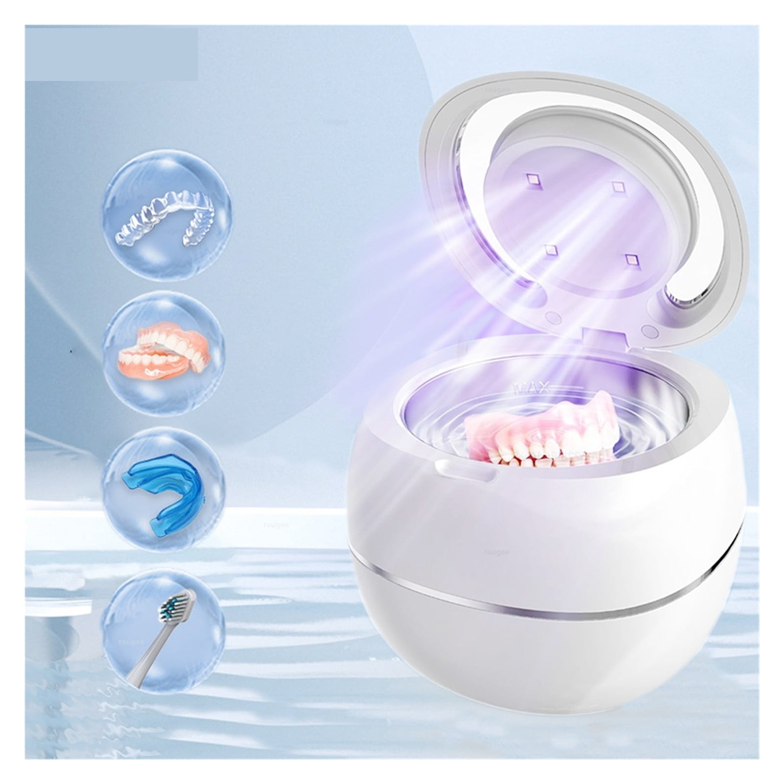 Ultrasonic Cleaner for Retainers Dentures Jewelry Cleaning Machine Mini Portable UV Ultrasonic ,Convenient to Use