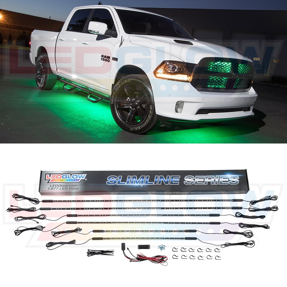 LEDGlow 6pc Green SMD LED Slimline Truck Underbody Underglow Lighting