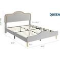 thumbnail image 2 of Queen Size Upholstered LED Bed Frame with Adjustable Headboard and Footboard, Velvet Princess Platform Bedframe for Kids/Girls, Wooden Slats Support, No Box Spring Needed, Easy Assembly, Gray, 2 of 9
