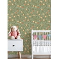 thumbnail image 3 of Vintage Peel and Stick Wallpaper Orange Fruit Branches Leaves Light Green Wall Mural 23.6in x 9.8ft Self Adhesive Removable Wall Paper Renter Friendly Wallpaper for Nursery Bedroom Cabinets, 3 of 8
