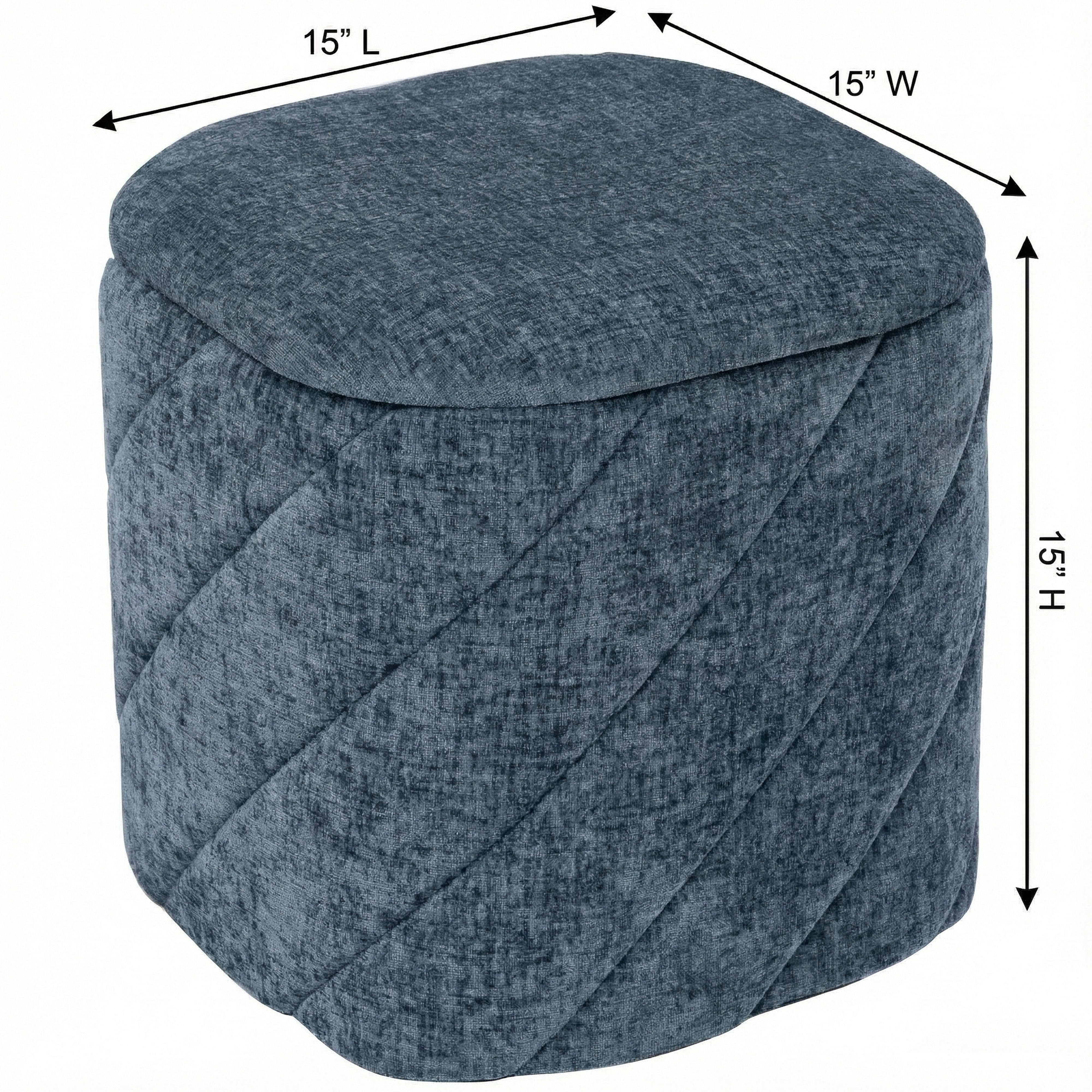 Aria Home Modern Tufted Cube Ottoman with Storage, Upholstered Footrest 15" Stool, Blue