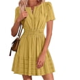 thumbnail image 5 of TIHLMK Women's 2026 Short Sleeve Bodycon V Neck Dresses with Pleated Casual Stretch Fit Maxi Dresses for Work to Evening Out, 5 of 9