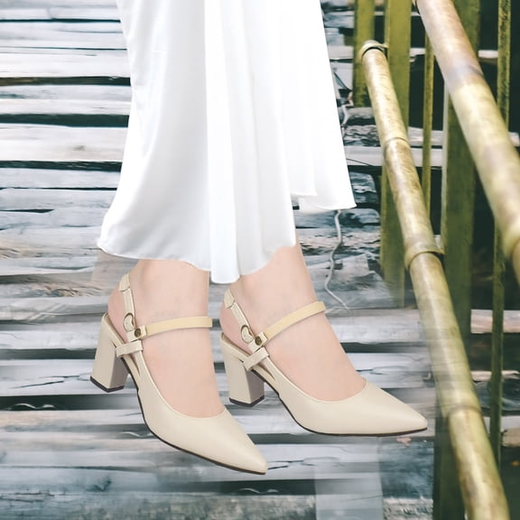 SEWOART 1Pair Snap Button Shoe Straps for Heels in Beige Adjustable Design