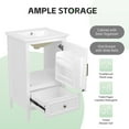 thumbnail image 3 of 20" Bathroom Vanity with Sink, White Vanity Cabinet with Storage Drawer & Door, Semi-Lune Ceramic Basin, Adjustable Feet for Small Bathroom, 3 of 11