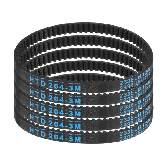 5 Packs HTD-3M Rubber Timing Belt 68 Teeth, 204mm Pitch Length x 6mm Width x 2.4mm Height, Pulley Timing Belt