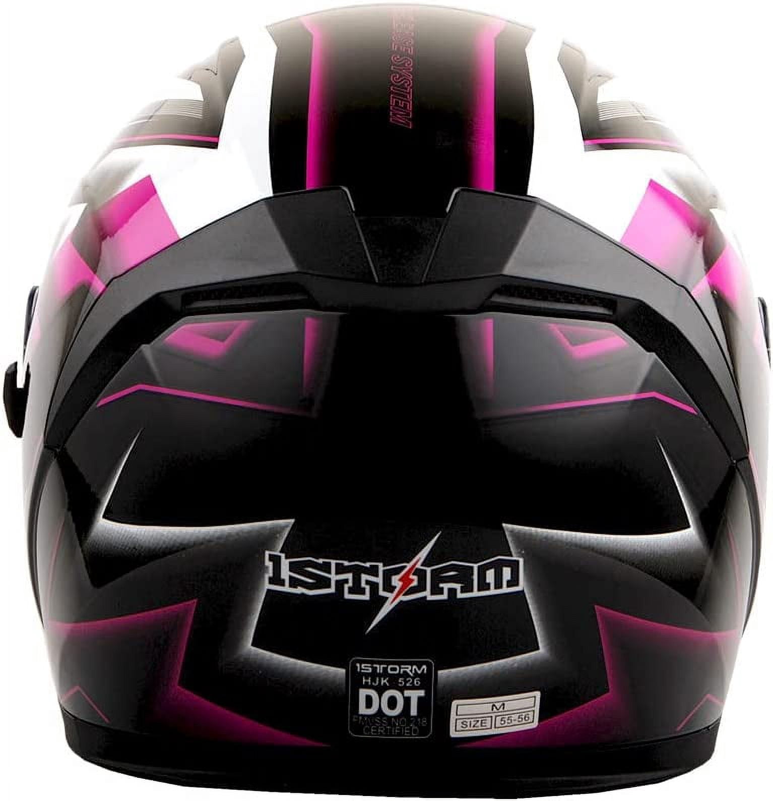 1STORM MOTORCYCLE OPEN FACE HELMET SCOOTER CLASSICAL KNIGHT BIKE DUAL LENS/SUN VISOR HJK526 Racing Pink