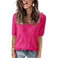 thumbnail image 1 of Arach&Cloz Women's V-Neck Short Sleeve Special Rib Knitted Pattern Casual Tops Sweater Spring Summer 2025, 1 of 6