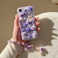 thumbnail image 2 of for iPhone 16e (2025) Case,Cute Bling Glitter Sparkle Stunning Stones Diamond Rhinestone 3D Handmade Pearl Rose Flower with Wrist Lanyard for Women Girly for iPhone 16e 6.1 inch (Purple), 2 of 9