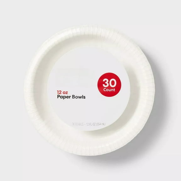 White Disposable Paper Bowls - 30ct