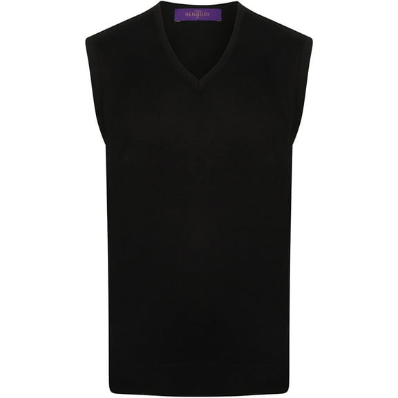 Henbury Mens Sleeveless 12 Gauge V-Neck Fine Knit Sweater