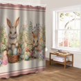 thumbnail image 5 of Easter Bunny Pink, Bathroom Curtain 78 Inch Shower Curtain with Hooks, Country French Vintage Botanical Eggs Waterproof Polyester Bath Curtain Washable Bathtub Curtain 72''x 78'', 5 of 6